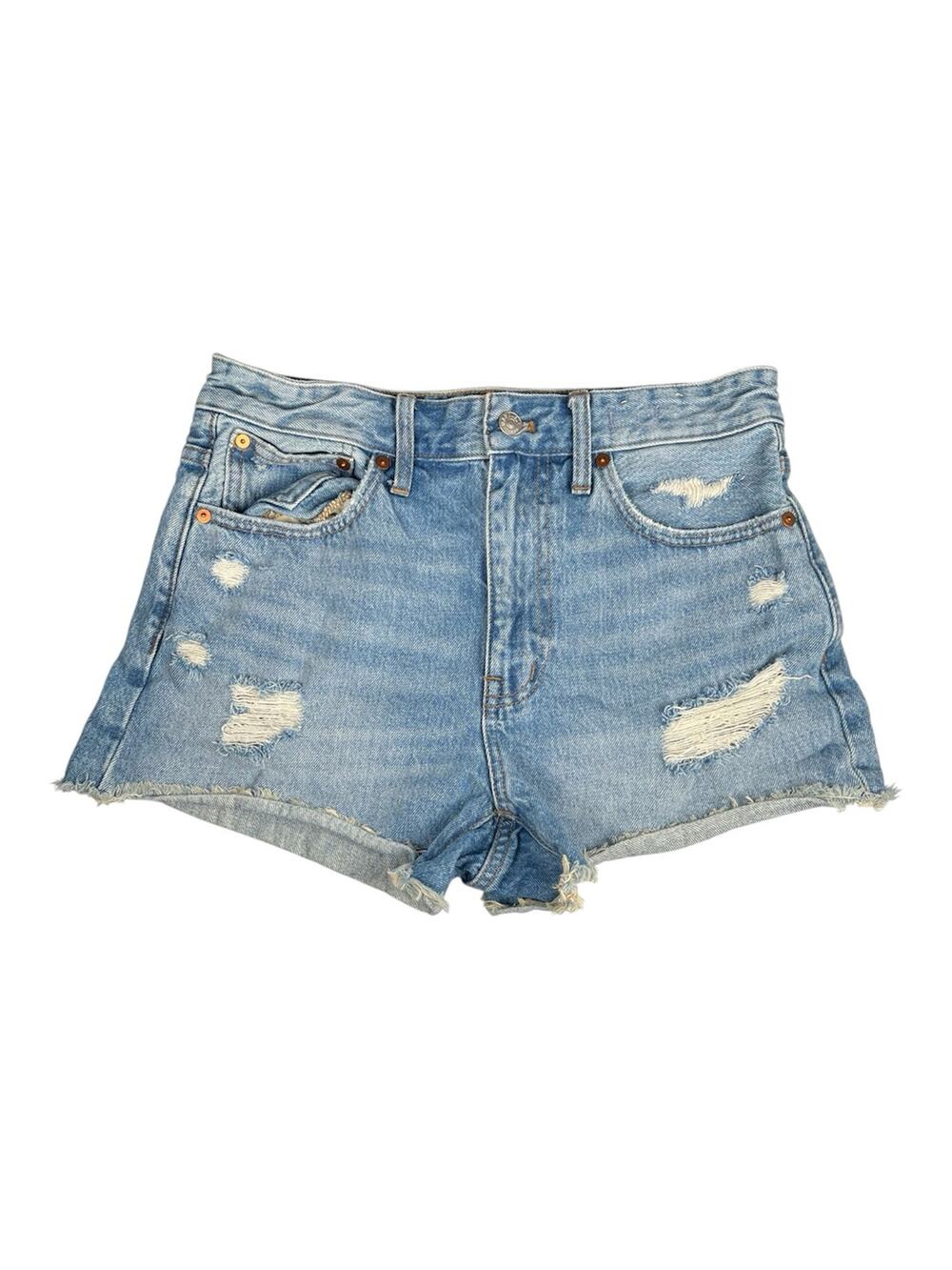 Madewell Relaxed Distressed Raw Hem Light Wash Denim Shorts Size 26